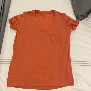Madewell Orange V-Neck T-Shirt